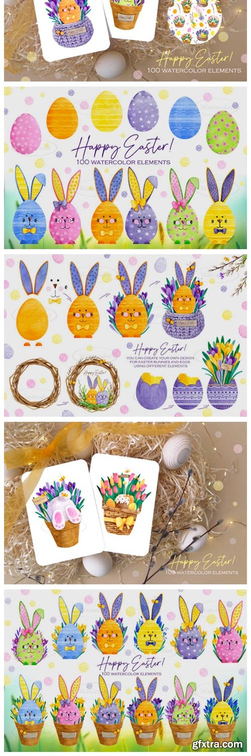 Watercolor Easter Bunnies Collection 3849293