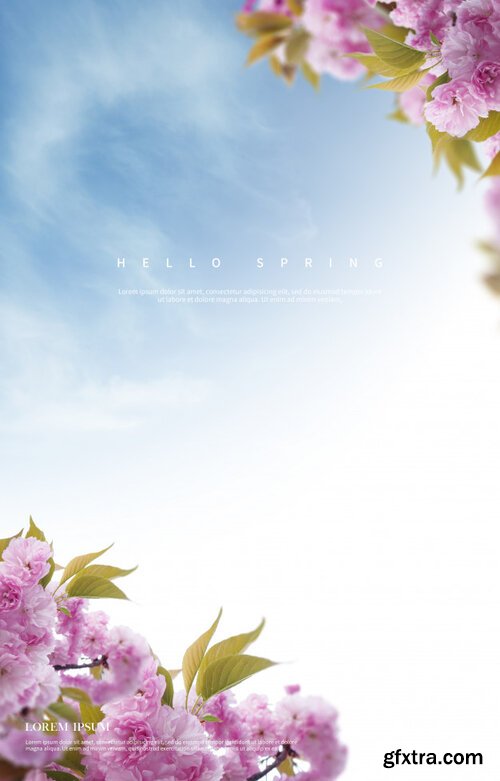 Beautiful spring flowers background Premium Psd