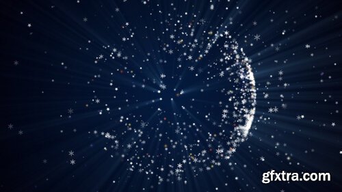 Circular shape formed of small snowflakes star particles. Premium Psd