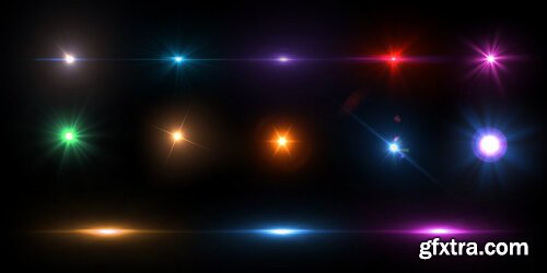 Colorful lens flare collection Premium Psd