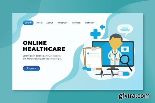 Online Healthcare - XD PSD AI Vector Landing Page
