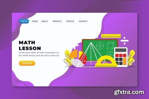 Math Lesson - XD PSD AI Vector Landing Page