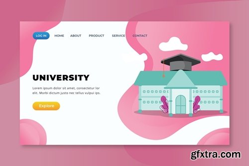 University - XD PSD AI Vector Landing Page