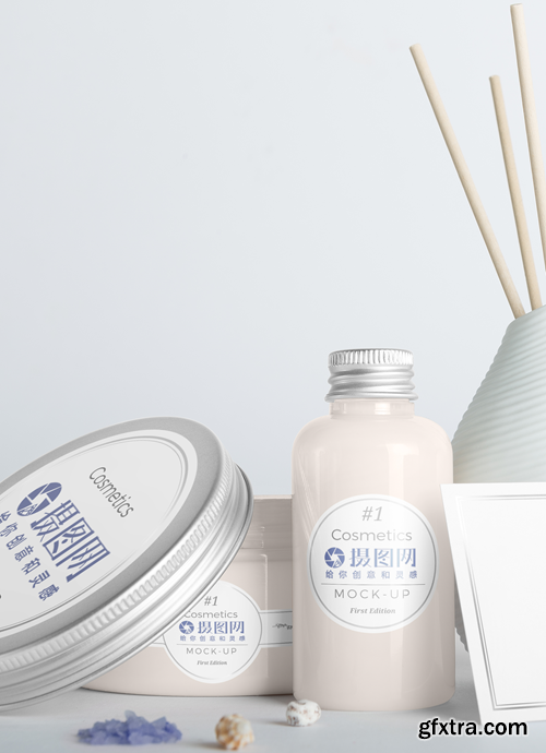 complete set of cosmetic packaging design mockup
