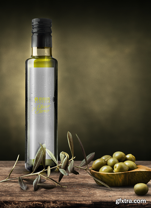 olive oil bottle packaging mockup