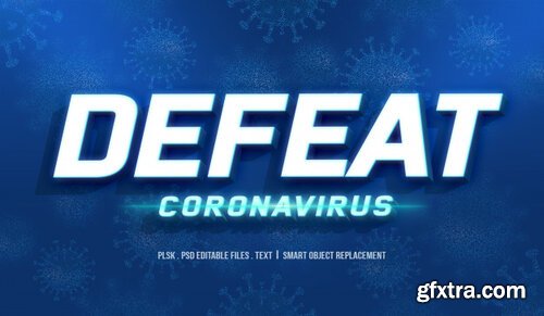 Defeat coronavirus 3d text style effect mockup Premium Psd