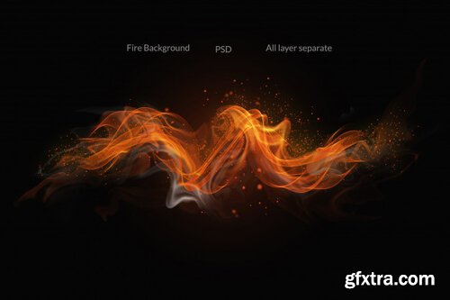 Fire flames on black background Premium Psd