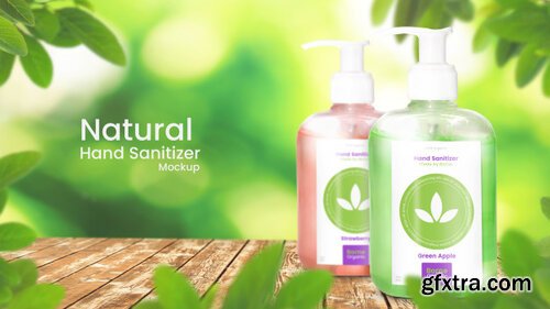 Hand sanitizer mockup of two alcohol gel pump bottle on organic leafy background Premium Psd