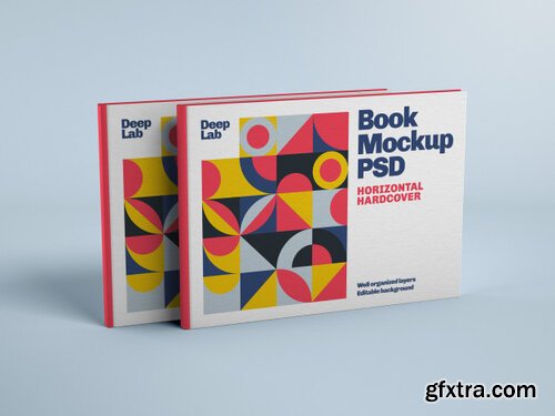 Hardcover horizontal book with editable background color mockup Premium Psd