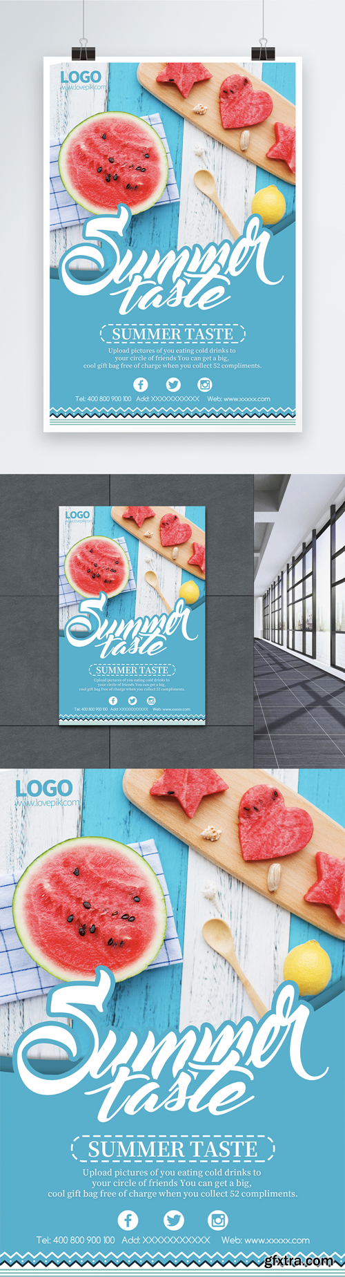 blue summer watermelon poster