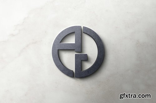 Logo mockup 3d concrete Premium Psd