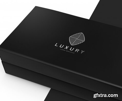 Luxury logo mockup on black box Premium Psd