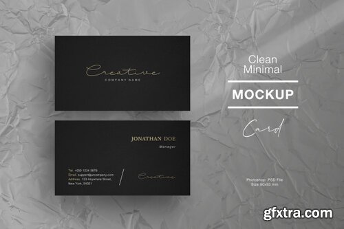 Minimal business card mockup. foil texture background and window shadow. Premium Psd