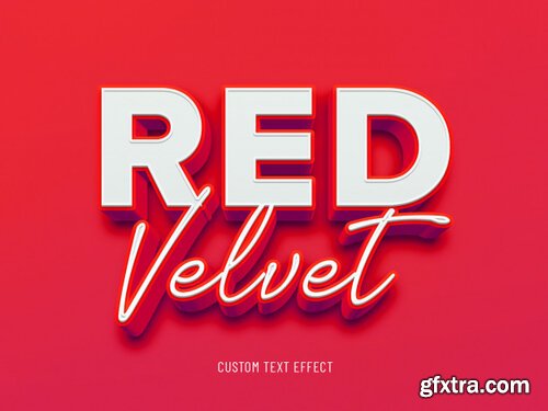 Red velvet 3d text effect Premium Psd