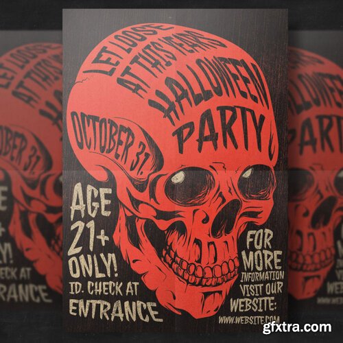 Skull halloween party flyer template Premium Psd