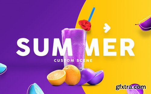 Summer custom scene with juice mockup Premium Psd