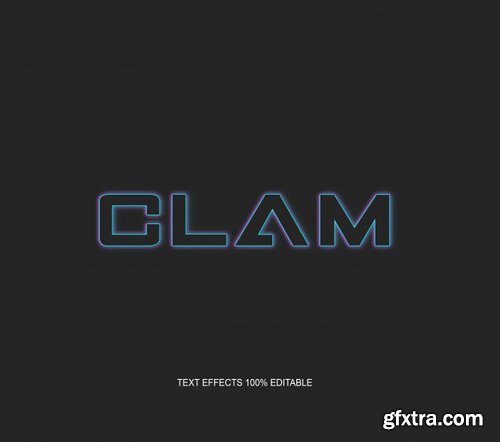 Text effect blue clam template Premium Psd