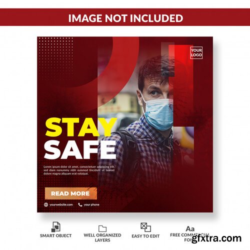 Virus warning social media square post template Premium Psd