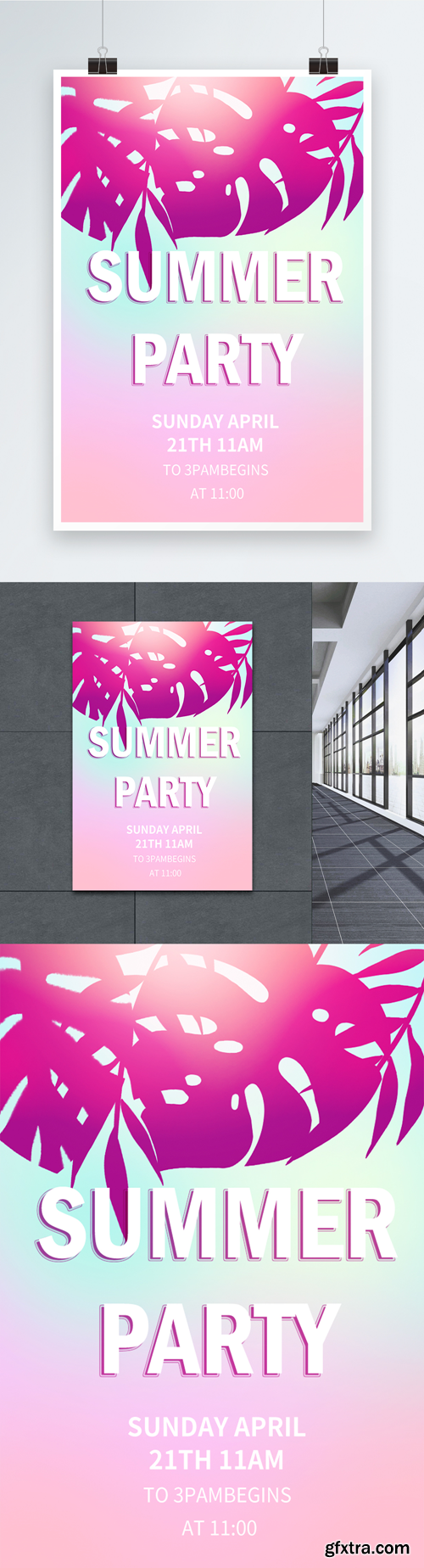 summer party fresh poster of gradual tropical plants