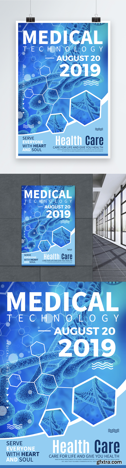 creative blue background medical technology poster