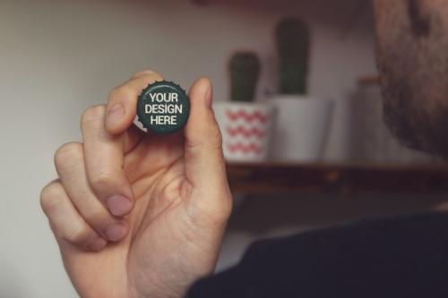 Backwards Beer Cap Mockup Premium PSD