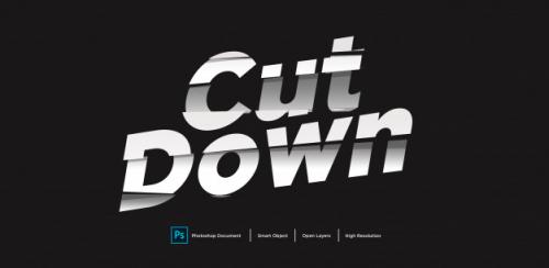 Cut Down Text Effect Design Premium PSD