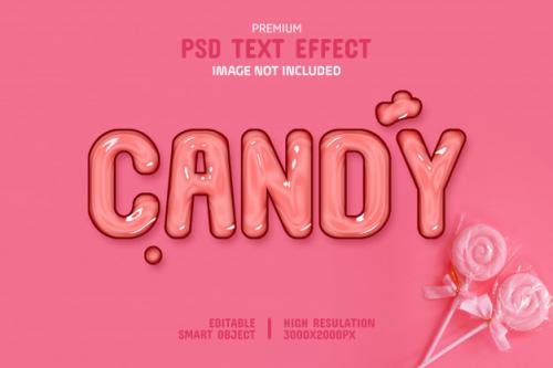 Editable Glossy Candy Text Effect Template Premium PSD