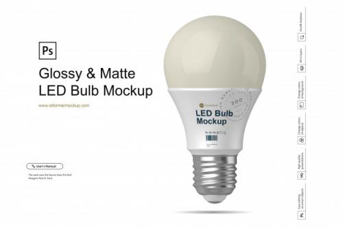 Glossy & Matte Led Bulb Mockup Premium PSD