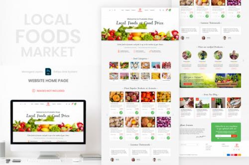 Local Food Market Website Home Page Template Premium PSD