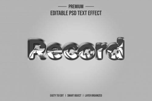 Record 3d Text Style Effect Premium PSD