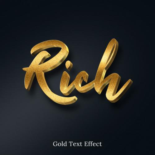 Rich Golden Glitter 3d Text Style Effect Premium PSD