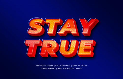 Stay True 3d Text Style Effect Premium PSD