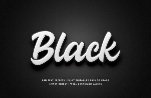 White Black 3d Text Style Effect Premium PSD