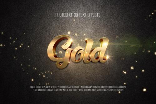 Photoshop 3d Text Effects Gold Premium PSD