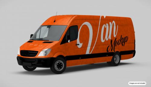 Orange Van Mockup Premium PSD