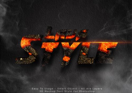 3d Lava Mockup Text Style Effect Premium PSD