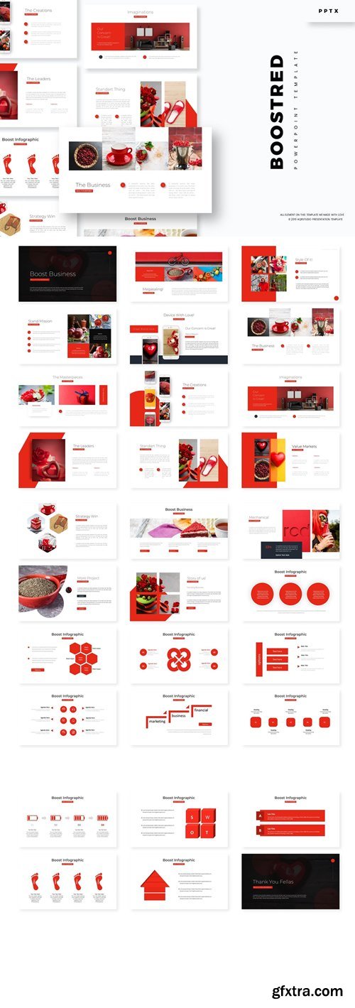 Boost Red Powerpoint, Keynote and Google Slides Templates