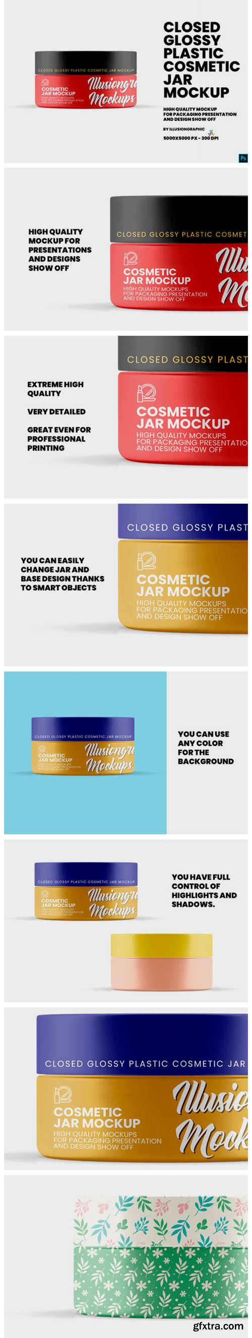 Glossy Plastic Cosmetic Jar Mockup 3879763