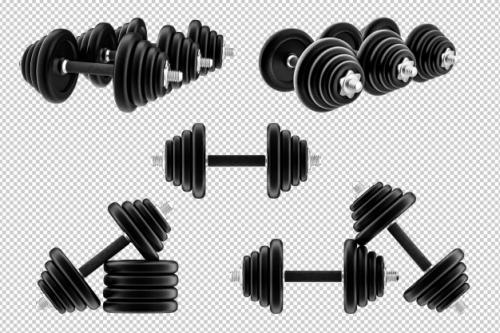 3d Rendering Dumbbells Isolated On White Background Premium PSD