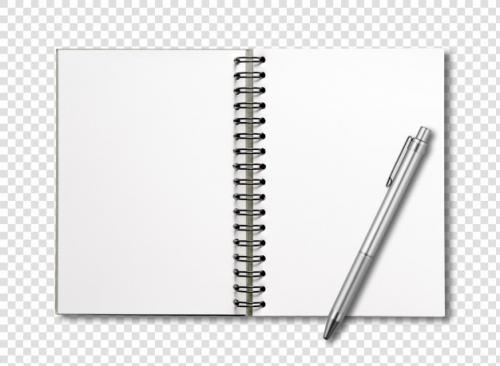 Blank Open Spiral Notebook And Pen Isolated Premium PSD