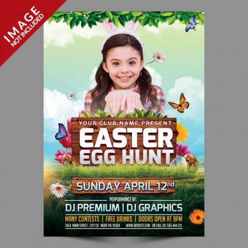 Easter Egg Hunt Flyer Template Premium PSD