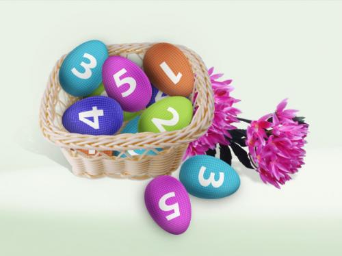 Easter Eggs In Wicker Basket Mockup Premium PSD