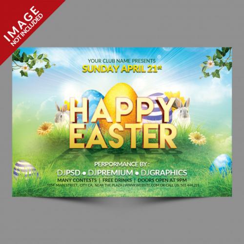 Happy Easter Flyer Landscape Orientation Premium PSD