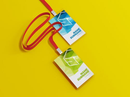 Id Card Mockup With Lanyard Premium PSD