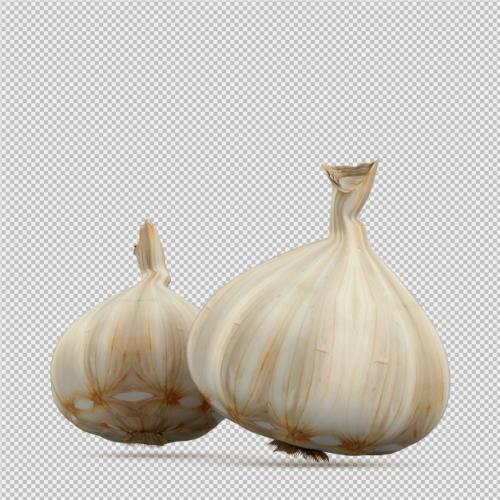 Isometric Garlic 3d Render Premium PSD