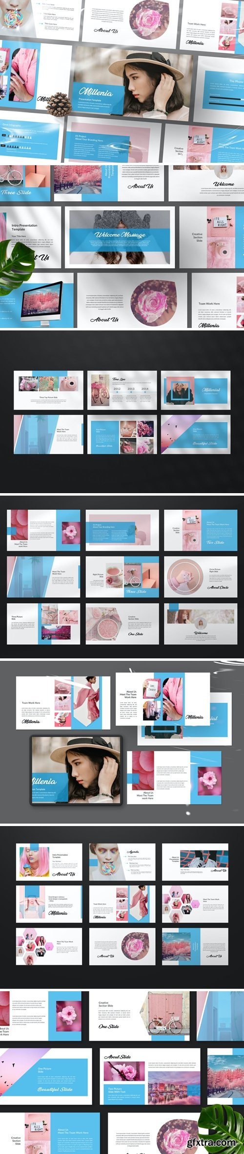 Millenia Creative Fashion Powerpoint, Keynote and Google Slides Templates