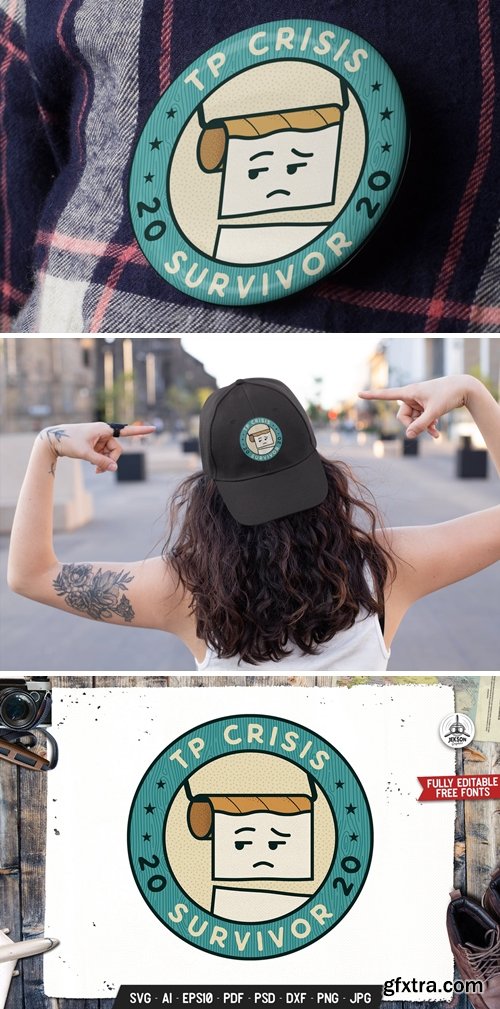 TP Crisis 2020 Survivor Retro Vector Badge Emblem