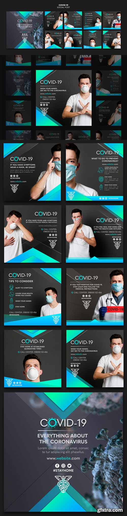 Wearing Masks Fight COVID-19 PSD Templates