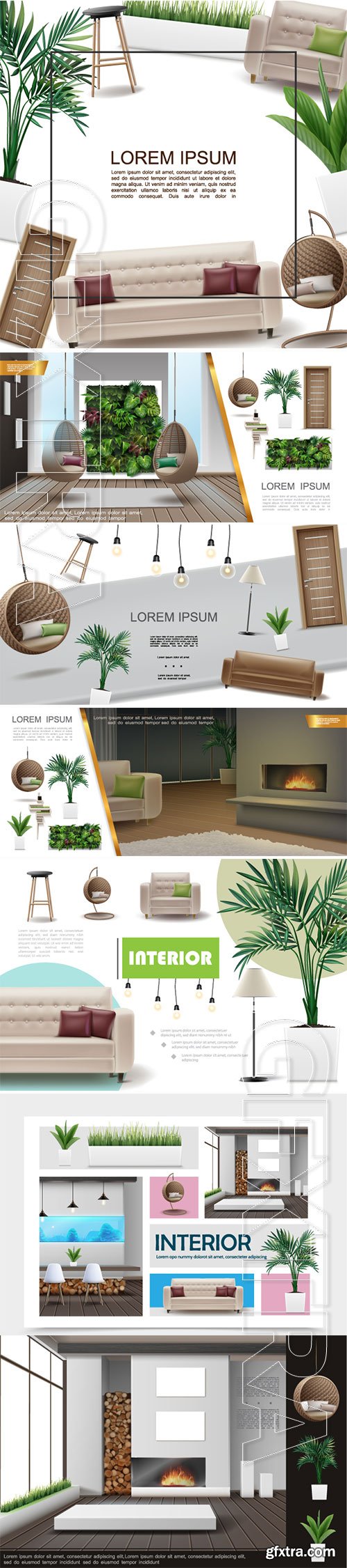 Realistic home interior vector template # 3