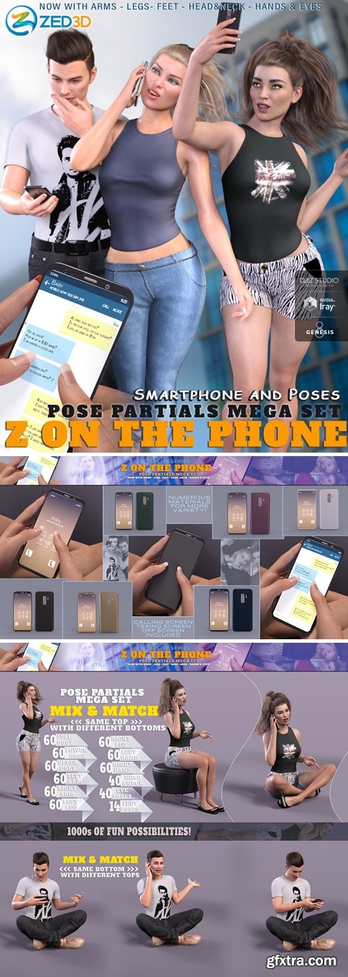 Daz3D - Z On the Phone Pose Mega Set